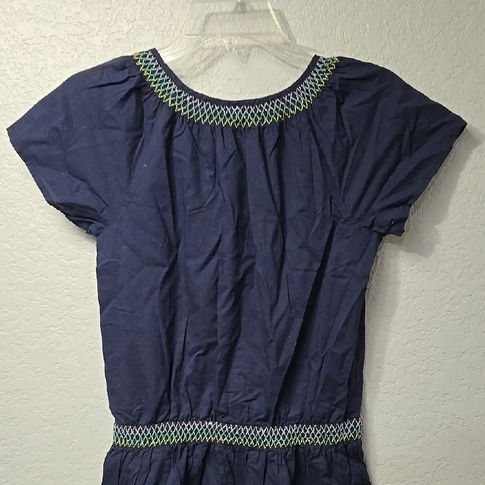GAP Girls Embroidered Bohemian Summer Dress Navy Blue Casual Poplin Pullover XL